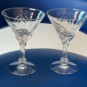 Tiffin-Franciscan Art Deco Champagne Sherbet 2 Crystal Glasses
